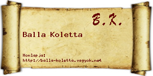 Balla Koletta névjegykártya